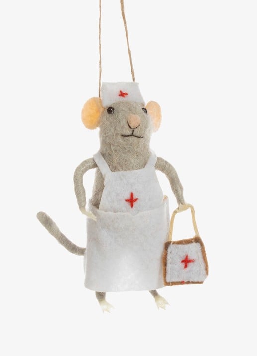 Sass & Belle Verpleegster Muis kersthanger 11 cm