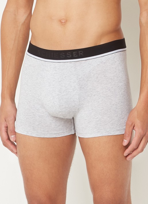 Schiesser Boxershorts met logoband in 3-pack - voorkant 2 grijs