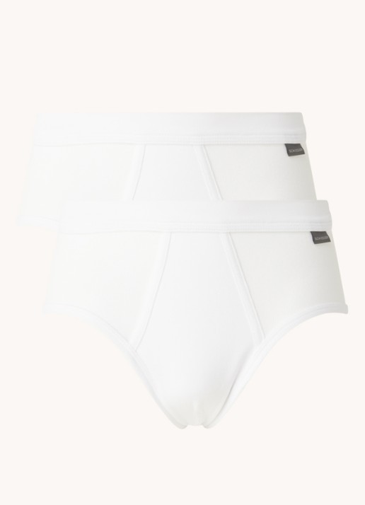 Schiesser Slip van katoen in 2-pack  - voorkant wit