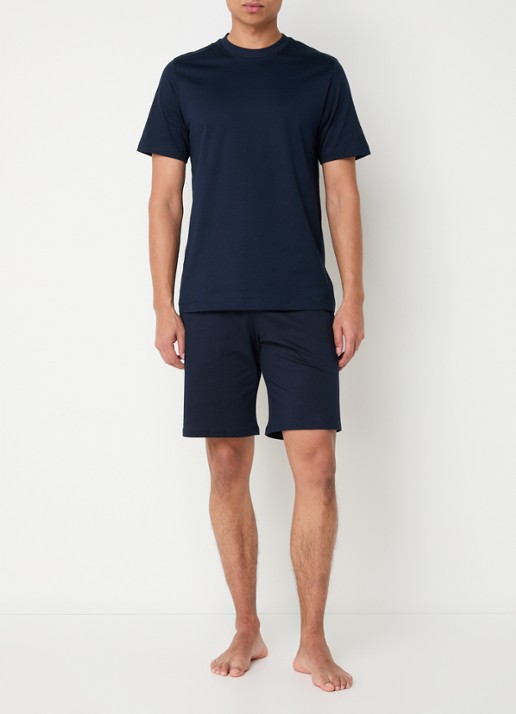 Schiesser Straight fit korte pyjamabroek met steekzakken - voorkant 3 donkerblauw