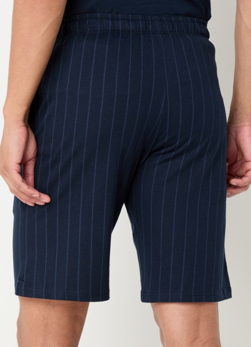 Schiesser Straight fit korte pyjamabroek met steekzakken - achterkant blauw