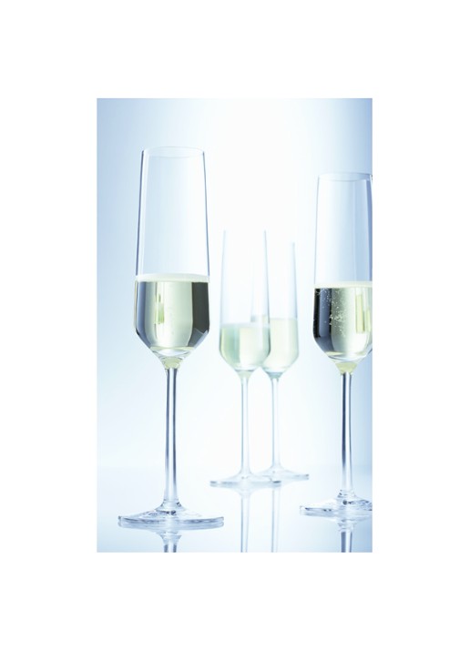 Schott Zwiesel Pure champagneglas 21,5 cl set van 2 - voorkant 2 transparant