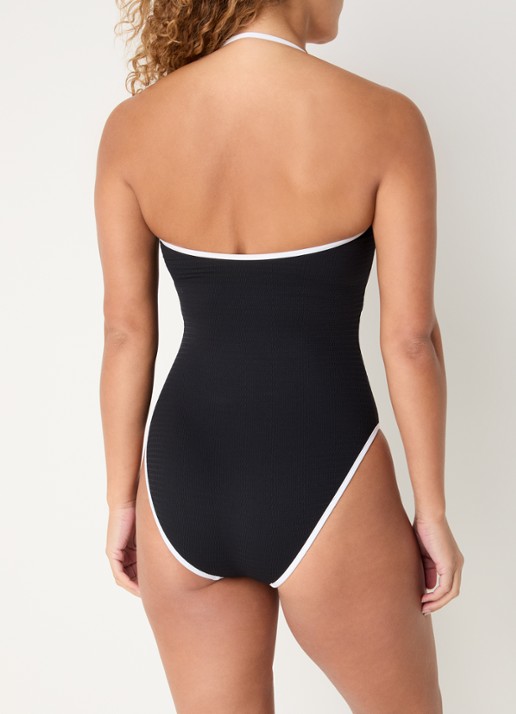 Seafolly Beach Bound bandeau badpak met afneembare bandjes - achterkant zwart