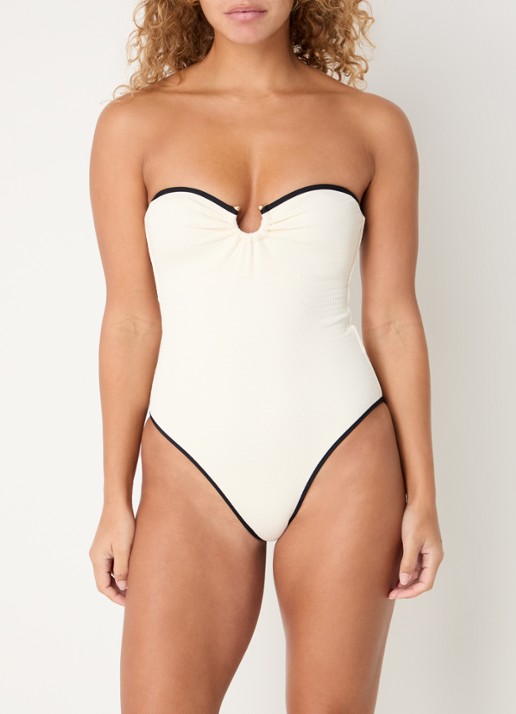Seafolly Beach Bound bandeau badpak met afneembare bandjes - detail 2 creme