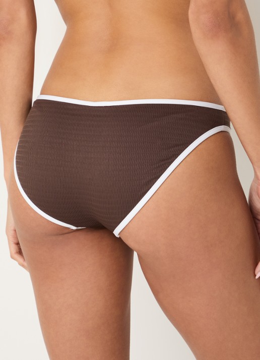 Seafolly Bikinislip met structuur - achterkant 5 chocoladebruin