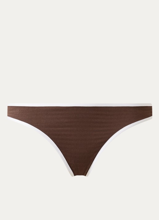 Seafolly Bikinislip met structuur - voorkant 3 chocoladebruin