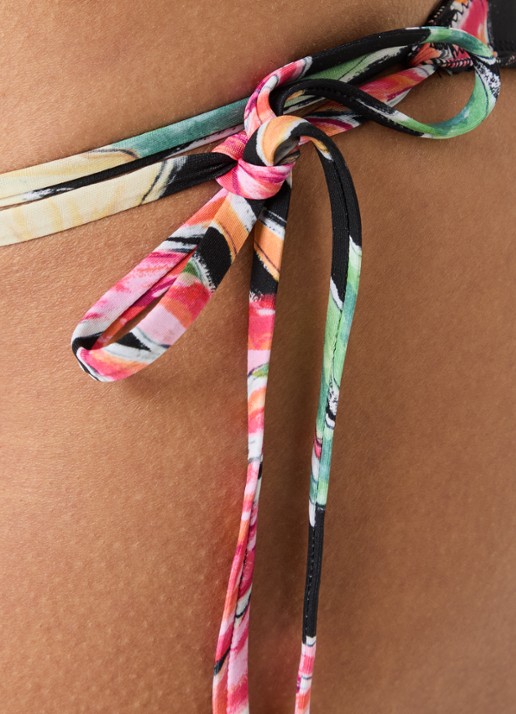 Seafolly Brazilian bikinislip met bloemenprint - detail 5 zwart