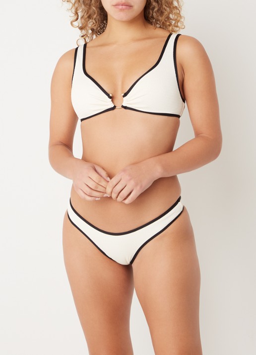 Seafolly Brazilian bikinislip met structuur - voorkant 2 gebroken wit