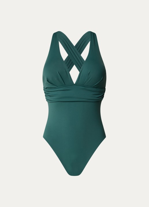 Seafolly Collective badpak met uitneembare vulling - voorkant 4 donkergroen