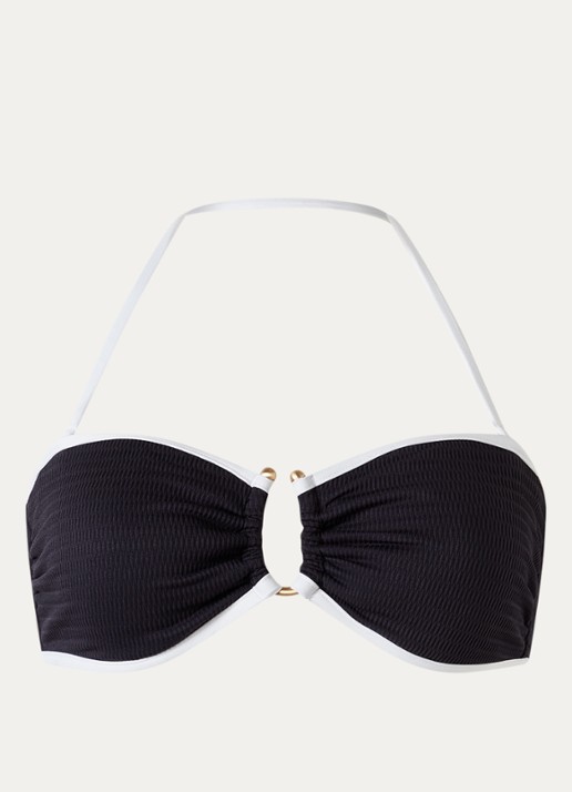 Seafolly Halter bikinitop met ribstructuur - voorkant zwart