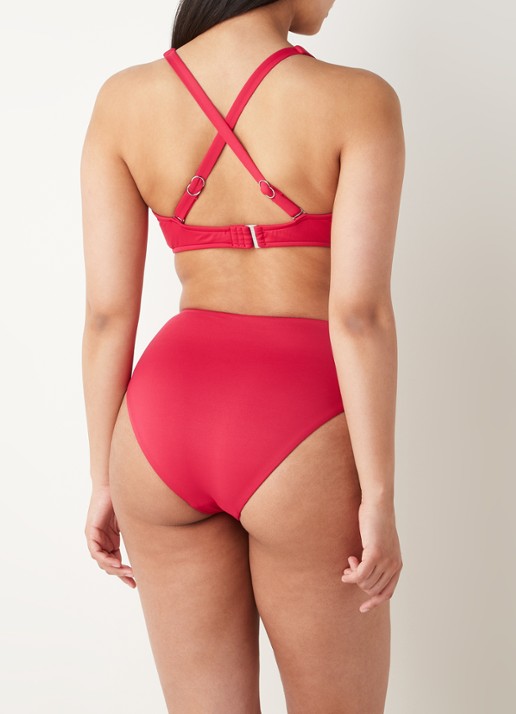 Seafolly High waisted bikinislip met plooidetail - achterkant steenrood