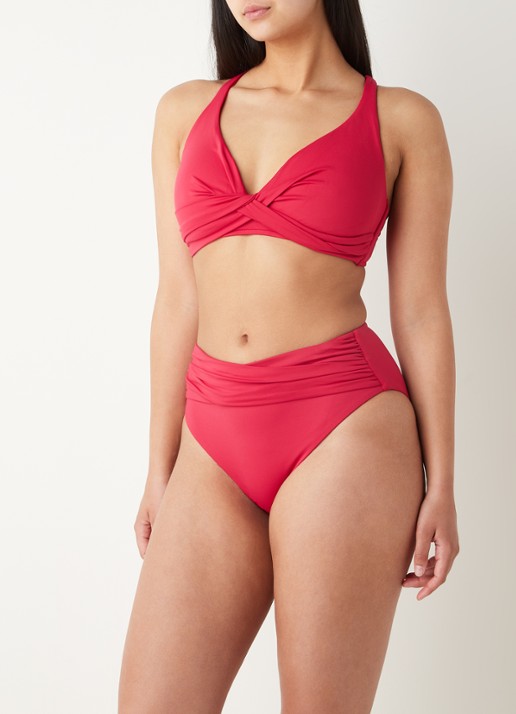 Seafolly High waisted bikinislip met plooidetail - voorkant 3 steenrood