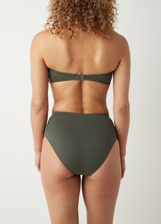 Seafolly High waisted bikinislip met plooidetail - achterkant legergroen