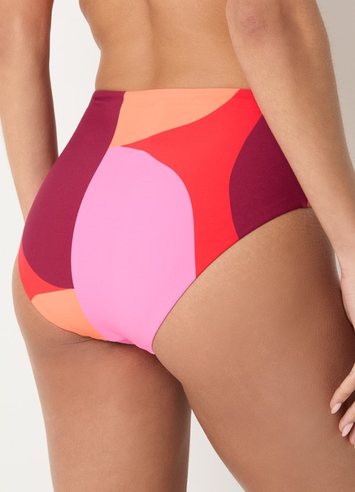 Seafolly High waisted bikinislip met print - achterkant koraalroze