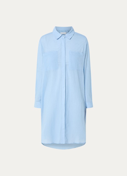 Seafolly Mini blousejurk met borstzakken - voorkant lichtblauw