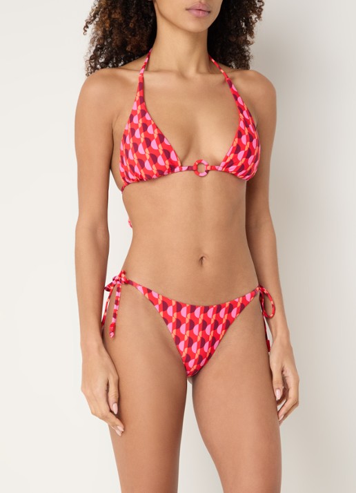 Seafolly  Reversible triangel bikinitop met print - voorkant 3 koraalroze
