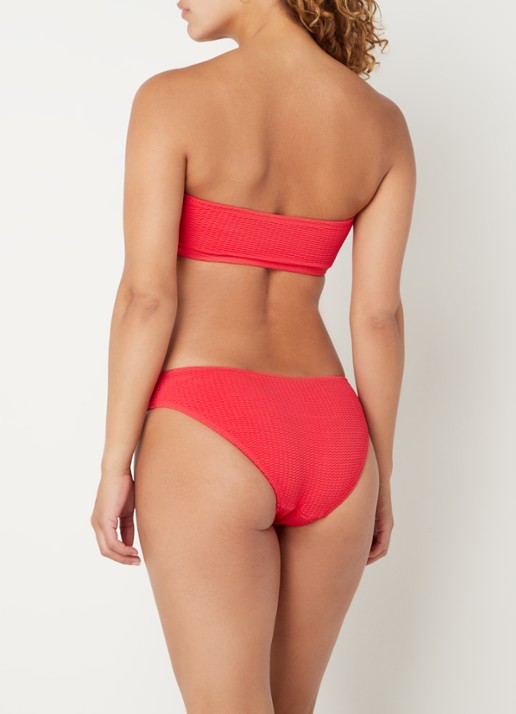 Seafolly Sea Dive bikinislip met structuur - achterkant 4 steenrood