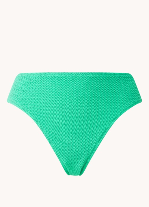 Seafolly Sea Dive high waisted brazilian bikinislip met structuur - voorkant 2 groen