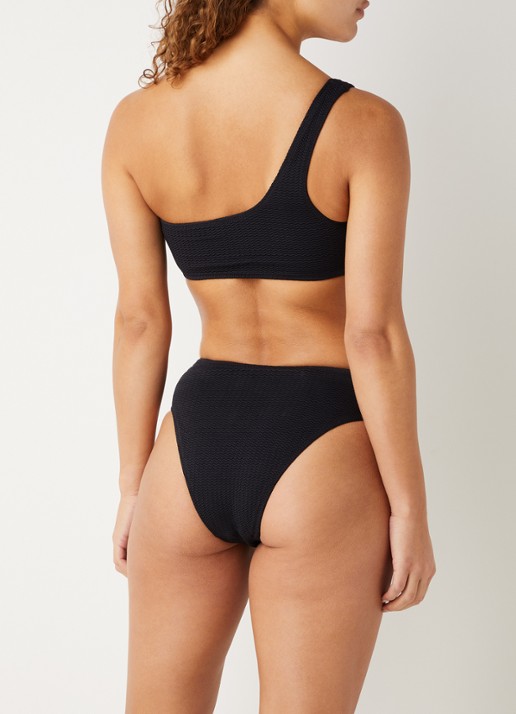 Seafolly Sea Dive high waisted brazilian bikinislip met structuur - achterkant zwart