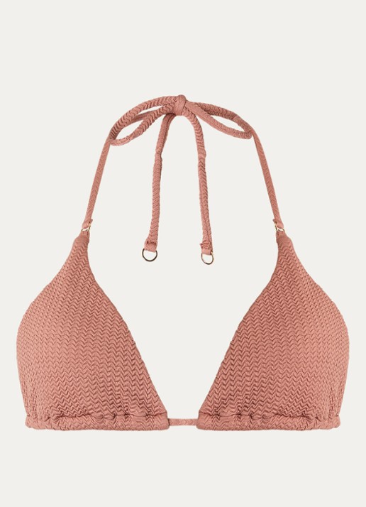Seafolly Sea Dive triangel bikinitop met structuur - voorkant 4 brons