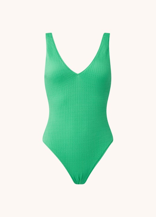 Seafolly Sea Dive voorgevormd badpak met structuur - voorkant groen