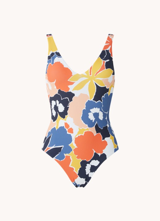 Seafolly SunDancer plunge badpak met uitneembare vulling - voorkant blauw