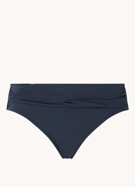 Seafolly Twist hipster bikinislip met plooidetail - voorkant donkerblauw