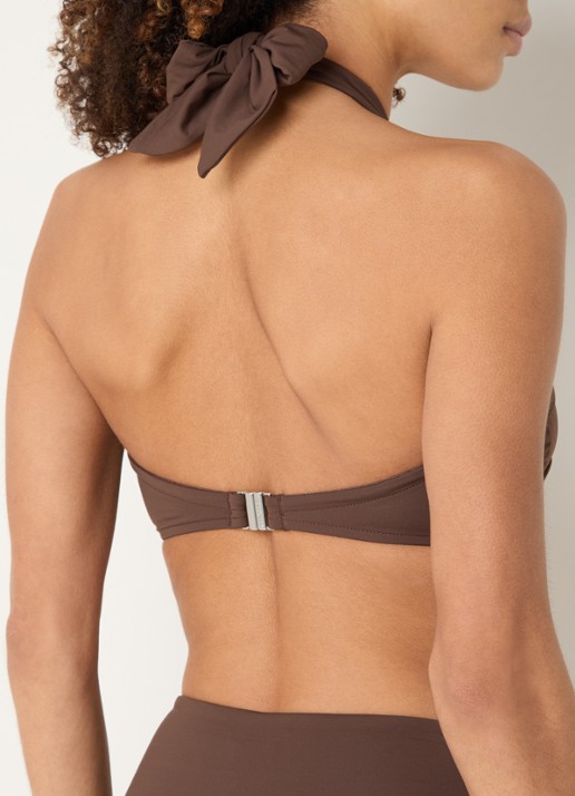 Seafolly Voorgevormde halter bikinitop - achterkant donkerbruin