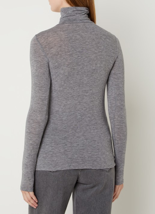 Second Female Matima longsleeve met col in merino wolblend - achterkant 3 grijsmele