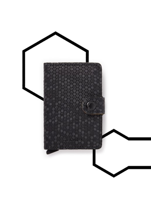 Secrid Miniwallet Beehive Wallet pasjeshouder van leer - voorkant zwart
