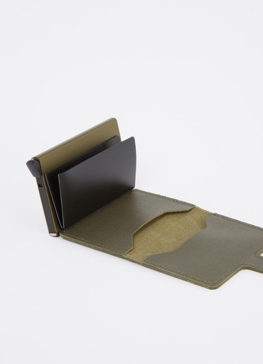 Secrid Miniwallet pasjeshouder van leer - voorkant 3 mosgroen