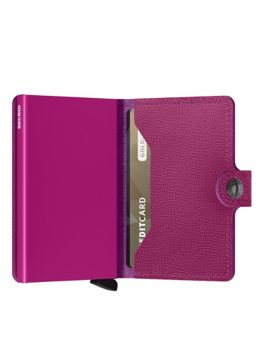 Secrid Miniwallet pasjeshouder van leer - detail fuchsia