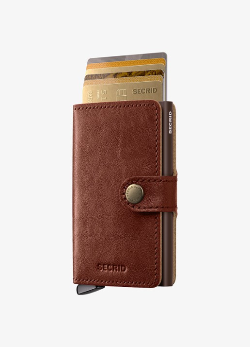 Secrid Miniwallet+ pasjeshouder van leer - voorkant 6 kastanjebruin