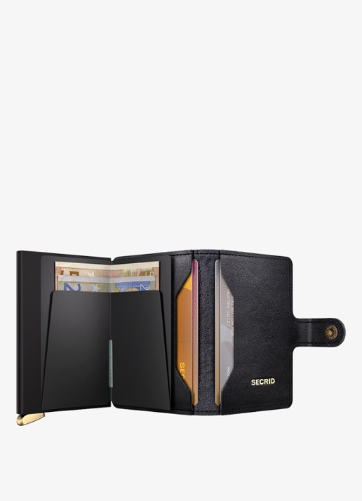 Secrid Miniwallet+ pasjeshouder van leer - detail zwart