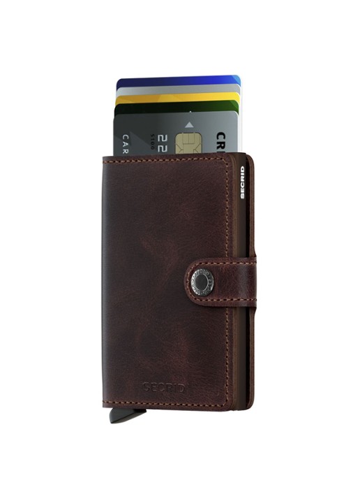 Secrid Miniwallet Wallet pasjeshouder van leer - voorkant 4 donkerbruin