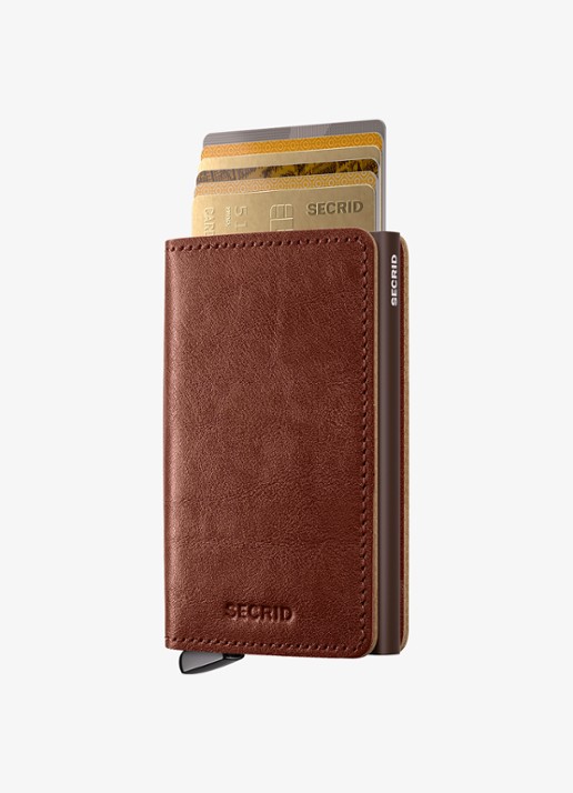 Secrid Slimwallet+ pasjeshouder van leer - voorkant 6 kastanjebruin