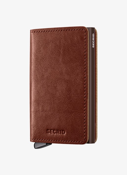 Secrid Slimwallet+ pasjeshouder van leer - voorkant 7 kastanjebruin