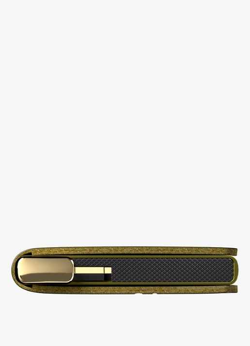 Secrid Slimwallet+ pasjeshouder van leer - detail 6 olijfgroen