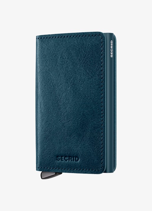 Secrid Slimwallet+ pasjeshouder van leer - voorkant 2 petrolgroen