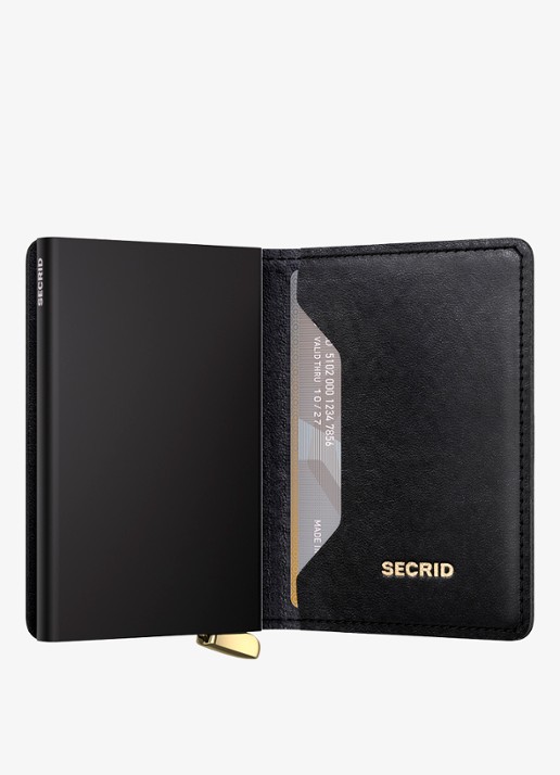 Secrid Slimwallet+ pasjeshouder van leer - detail 3 zwart