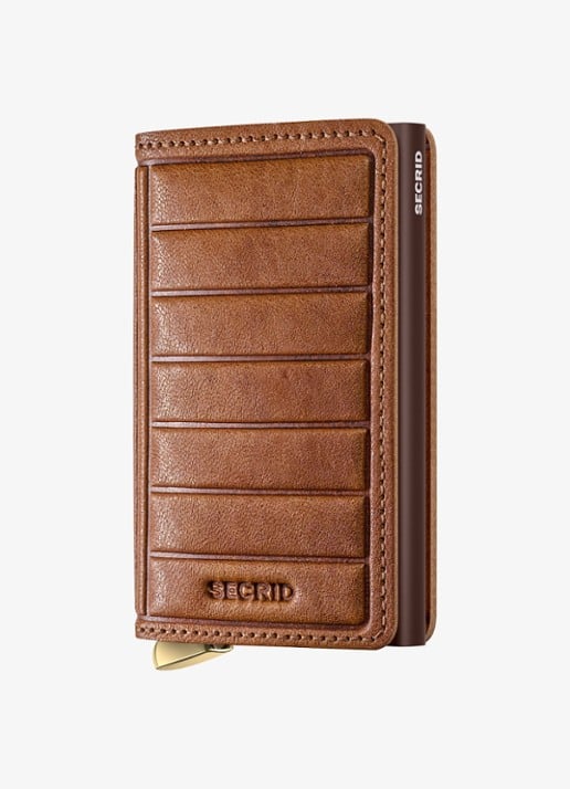 Secrid Slimwallet+ pasjeshouder van leer - voorkant 2 cognac