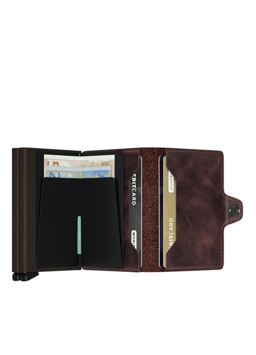 Secrid Twinwallet pasjeshouder van leer  - achterkant 5 donkerbruin