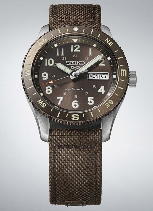 Seiko 5 Sports Field horloge HDB009K1 - achterkant 4 bruin