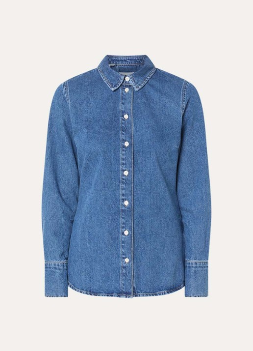 Selected Agathe blouse van denim - voorkant indigo
