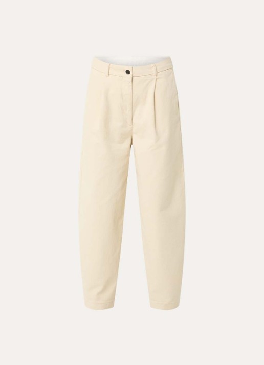 Selected Alma mid waist tapered fit broek met steekzakken - voorkant creme