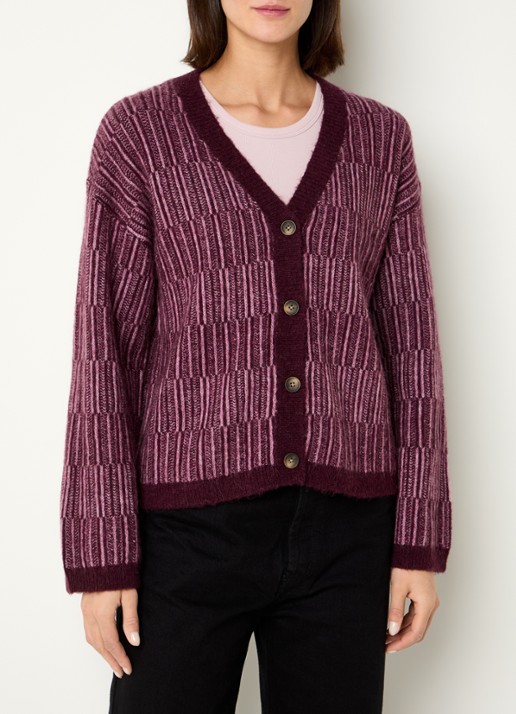 Selected Alva grofgebreid vest in alpaca wolblend met streepprint