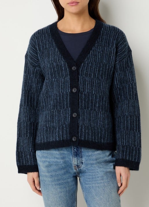 Selected Alva grofgebreid vest in alpaca wolblend met streepprint