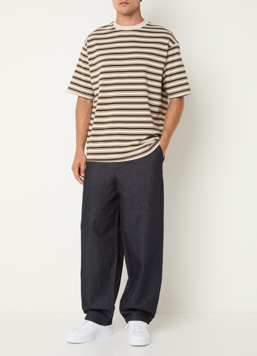 Selected Aspen T-shirt met streepprint - voorkant 4 zand