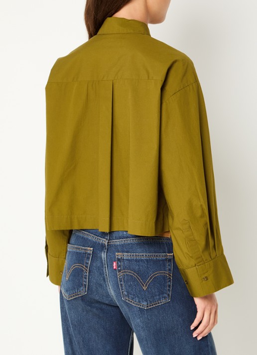 Selected Astha blouse met borstzak - achterkant 4 mosgroen