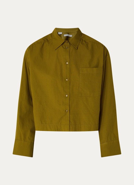 Selected Astha blouse met borstzak - voorkant mosgroen